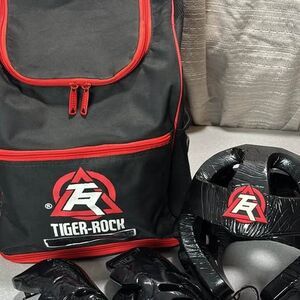 Tiger-Rock sparring bag, helmet, gloves (size small)